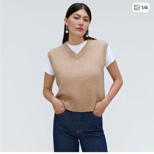 Everlane Camel V-Neck Cashmere Sweater